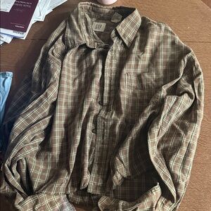 GAP Men's Casual Brown Checkered Shirt